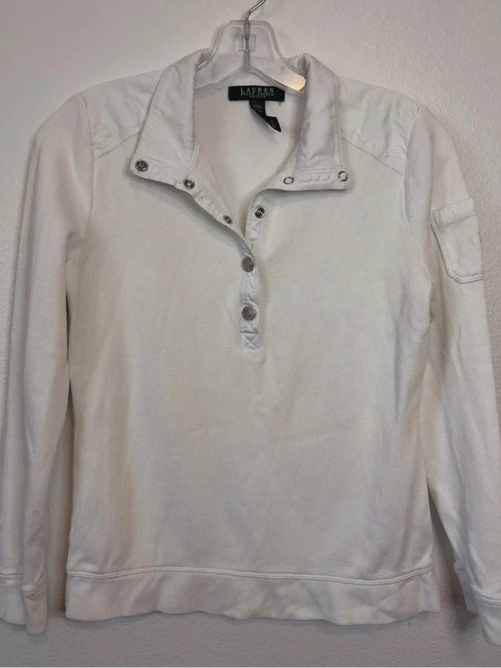 Lauren Ralph Lauren White Long-Sleeve knit Snap Placket Polo
